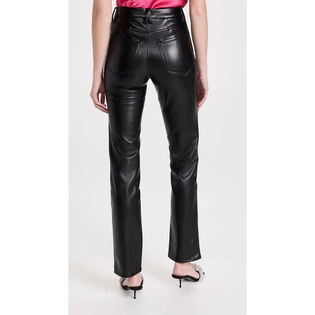 GOOD AMERICAN Faux Leather Good Icon Jeans in Black001 Size US 27 - Image 3