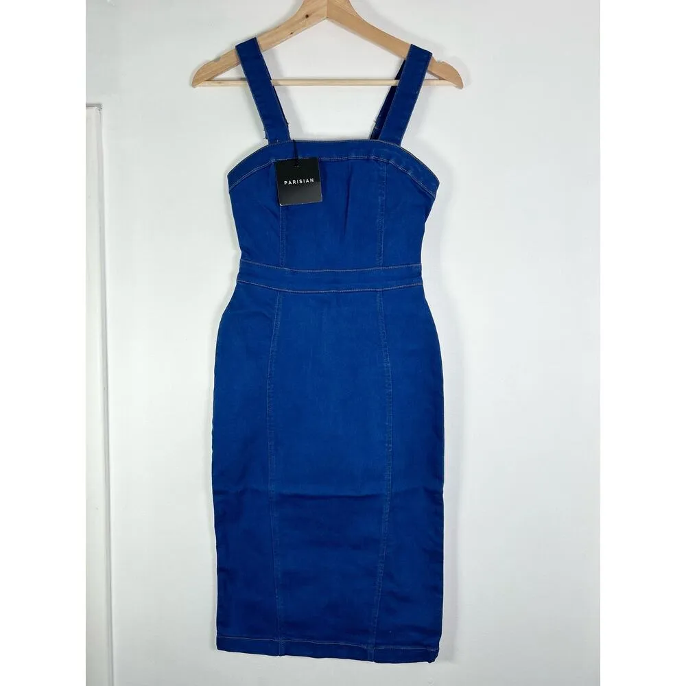 Parisian Stretch Denim Bodycon Midi Dress 2 NWT - Image 6