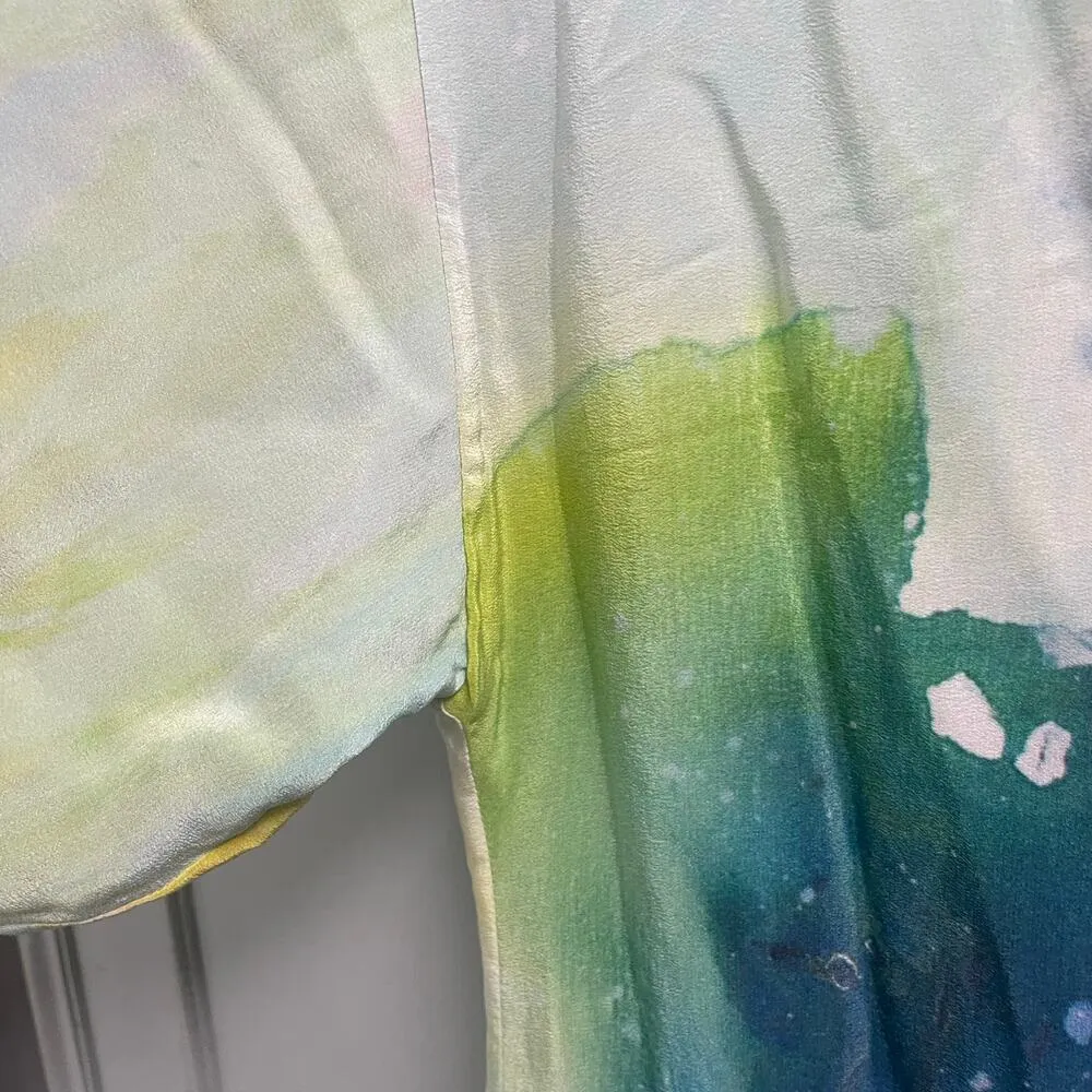 Maeve Watercolor Silk Dress Claire Desjardins Size XS Short Sleeve Mini - Image 3