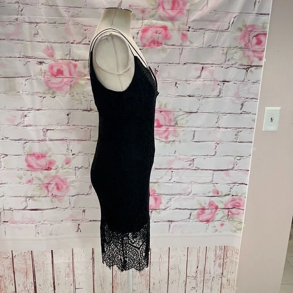 Bardot Women's Sleeveless Laced Floral Scallop Strappy Black Midi Dress Size 4 - Image 8