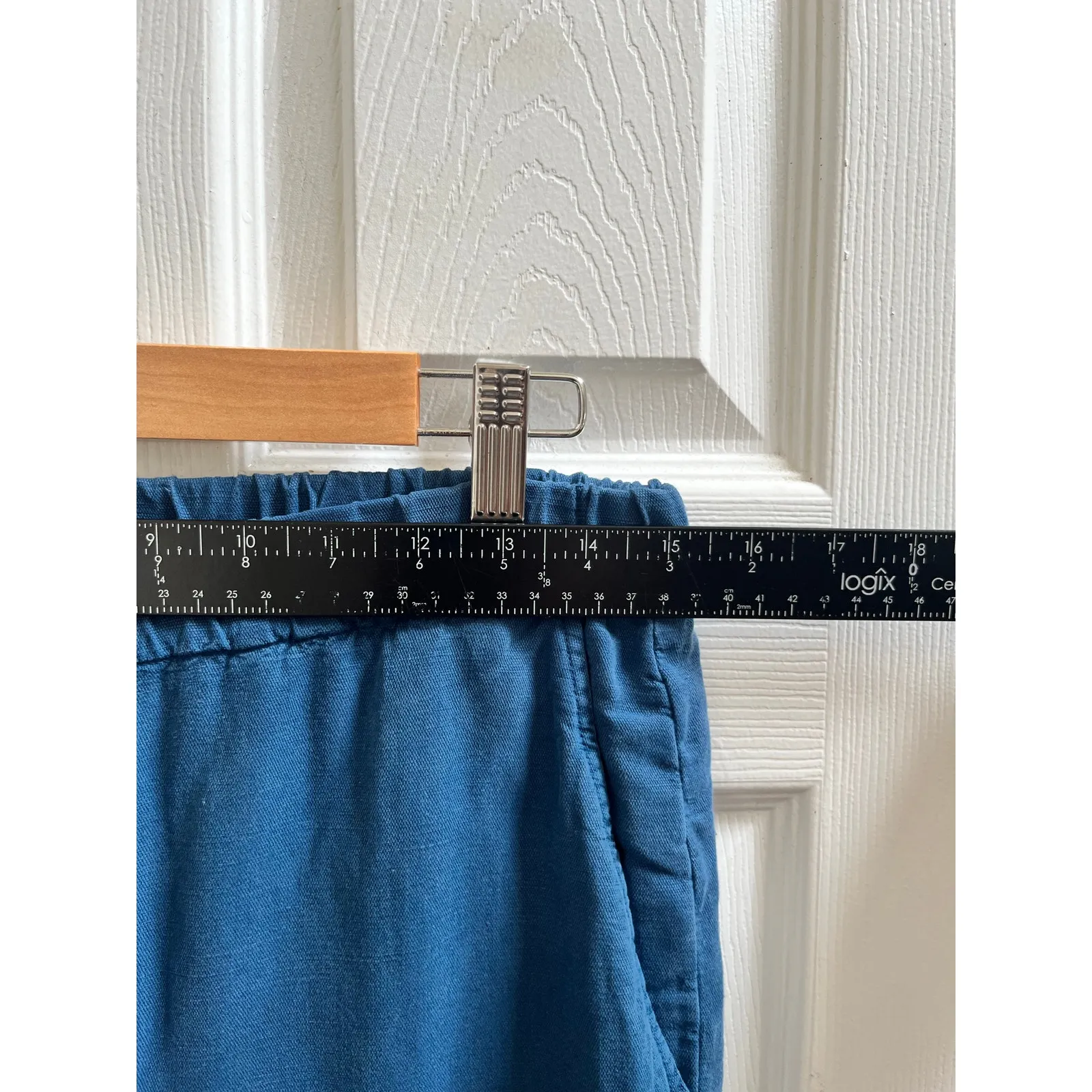 Diega Pantero Blue Linen Blend Pocket Pull On Elastic Waistband Pant Medium - Image 8