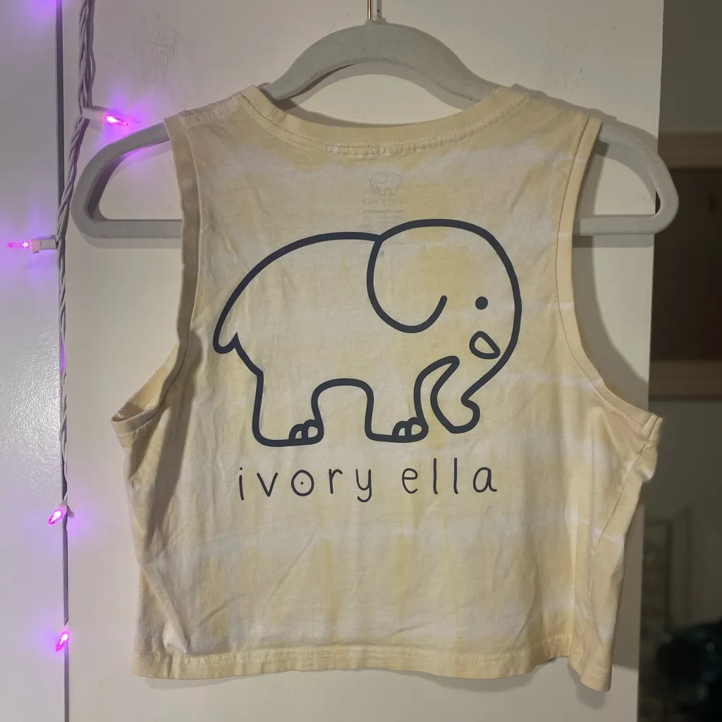 Ivory Ella Yellow Tie Dye Crop Tank Medium - Image 6