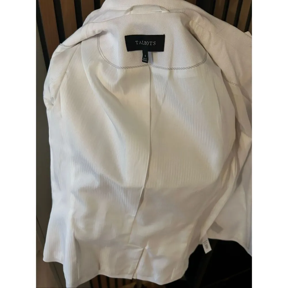Talbots white jacket work attire classic white jacket size 4 cotton blend - Image 4