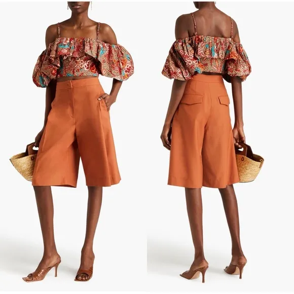 Ulla Johnson  Carla Cold Shoulder Cropped Floral Print Cotton Poplin Top Size 2 - Image 2