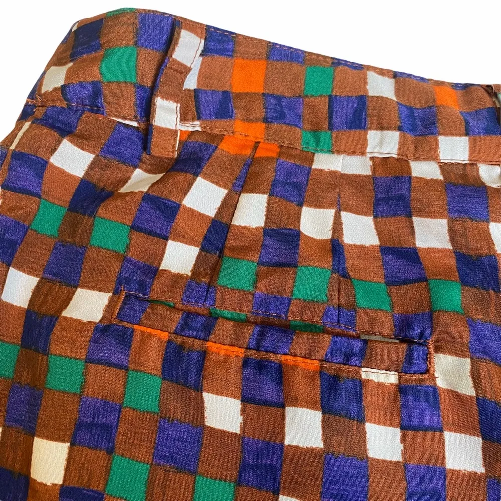 Duro Olowu ꕥ Window Pane Print Plaid Shorts ꕥ Red Multicolor ꕥ Size 4 ꕥ - Image 9