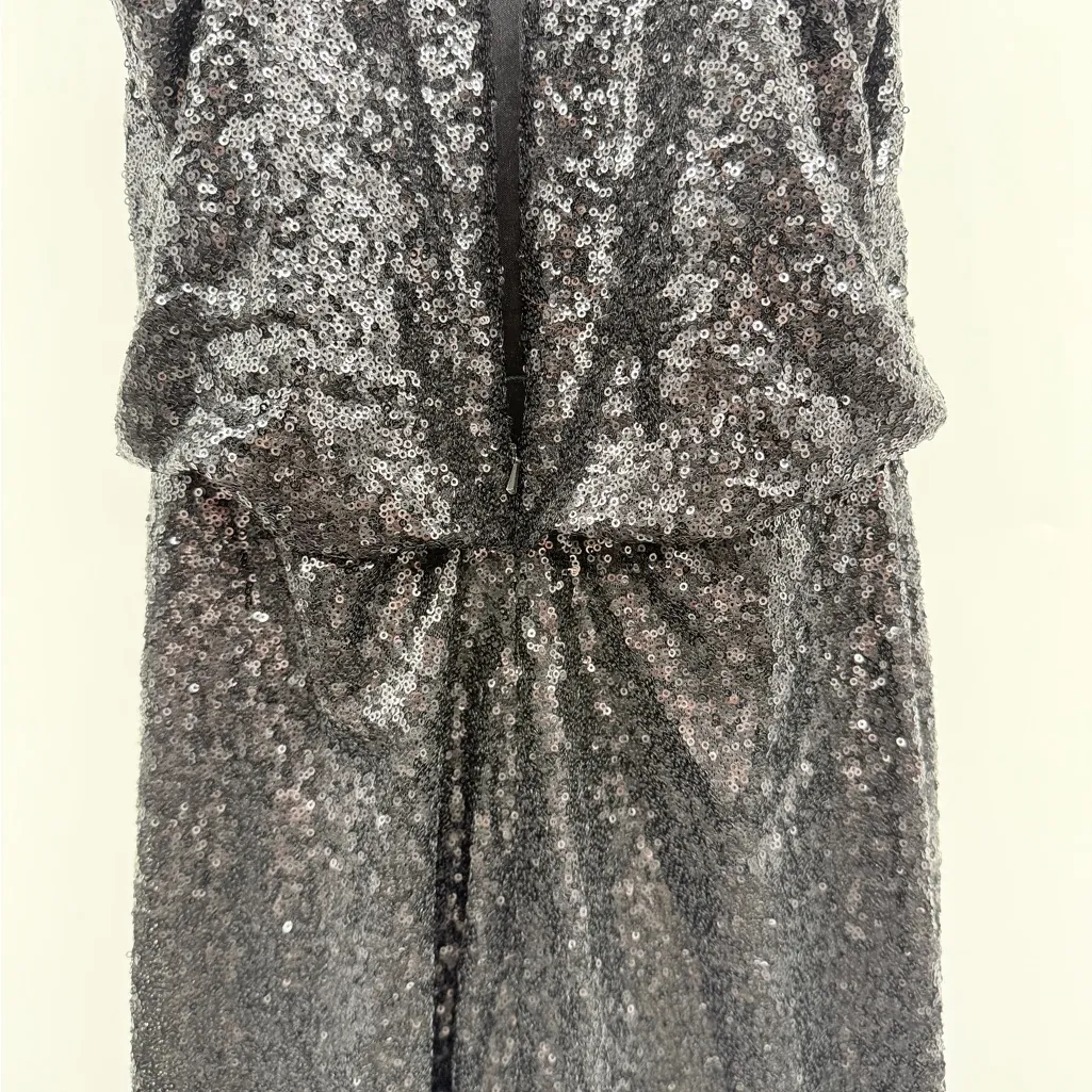 Jenny‎ Yoo Jules Sequin Gown Size 10 Black Blouson Formal Evening Wedding - Image 5