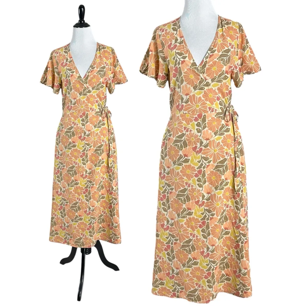 Marine Layer Emlyn Midi Wrap Dress Size Medium Retro 70s Fall Floral - Image 8
