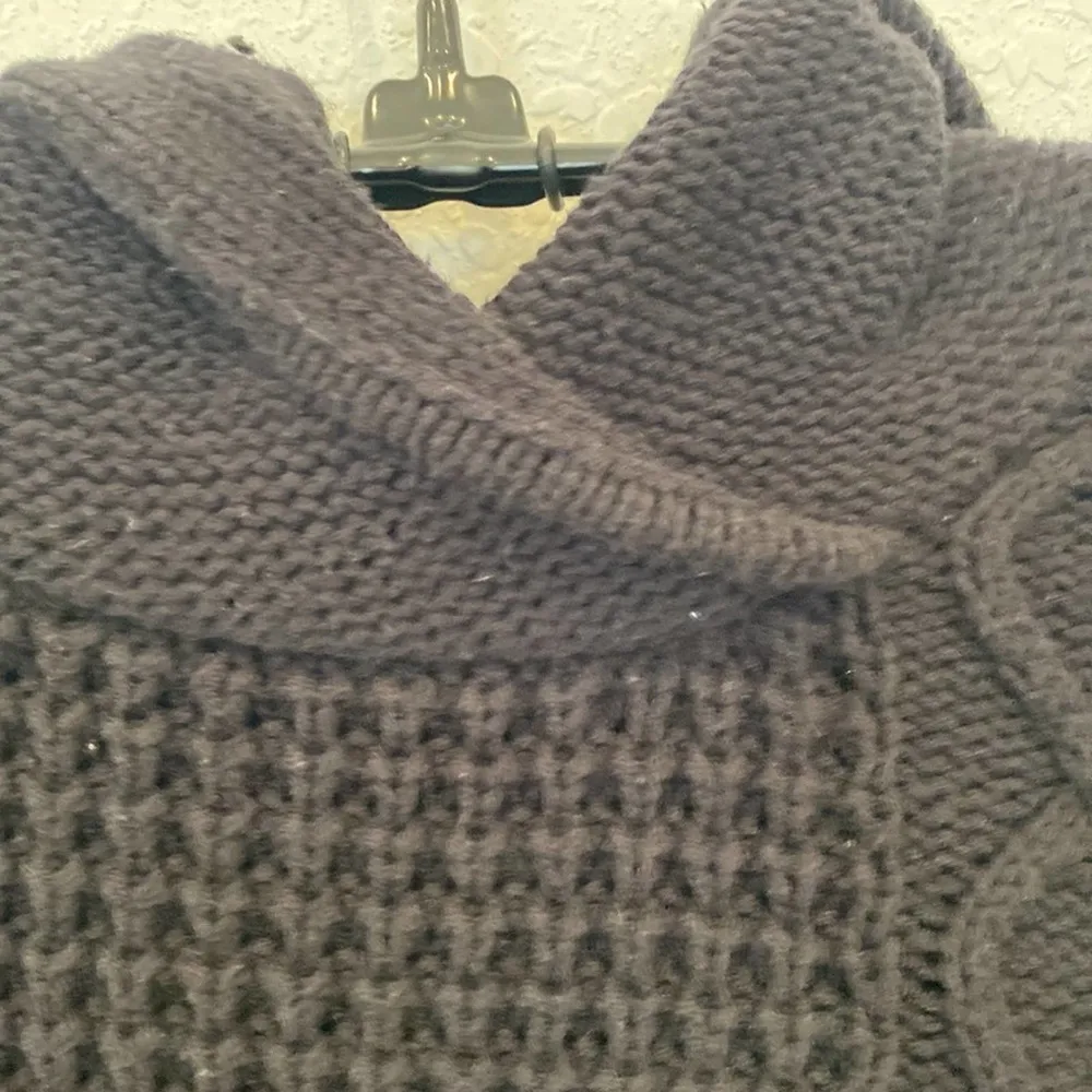 Roxy Thick Women’s Cable Knit Black Hooded Sweater EUC Sz S Cotton Pullover - Image 3