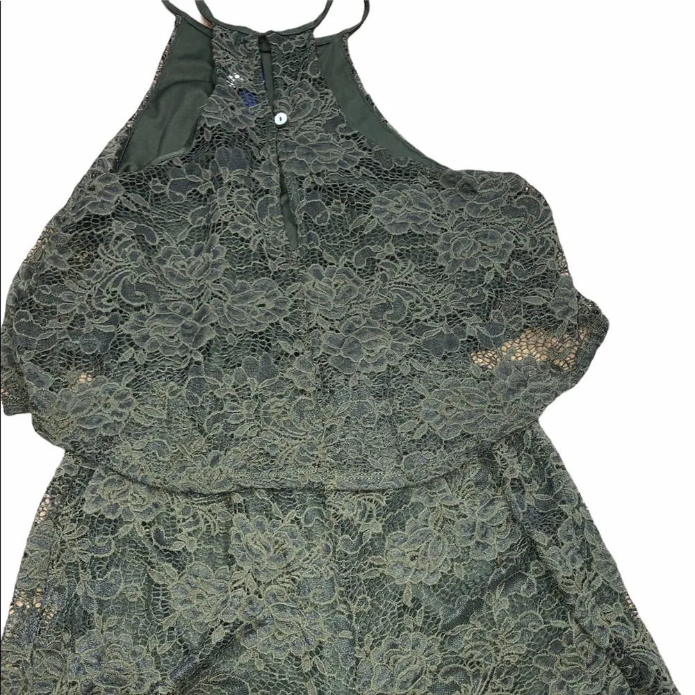 Blue Rain size small olive green flirty romper - Image 3