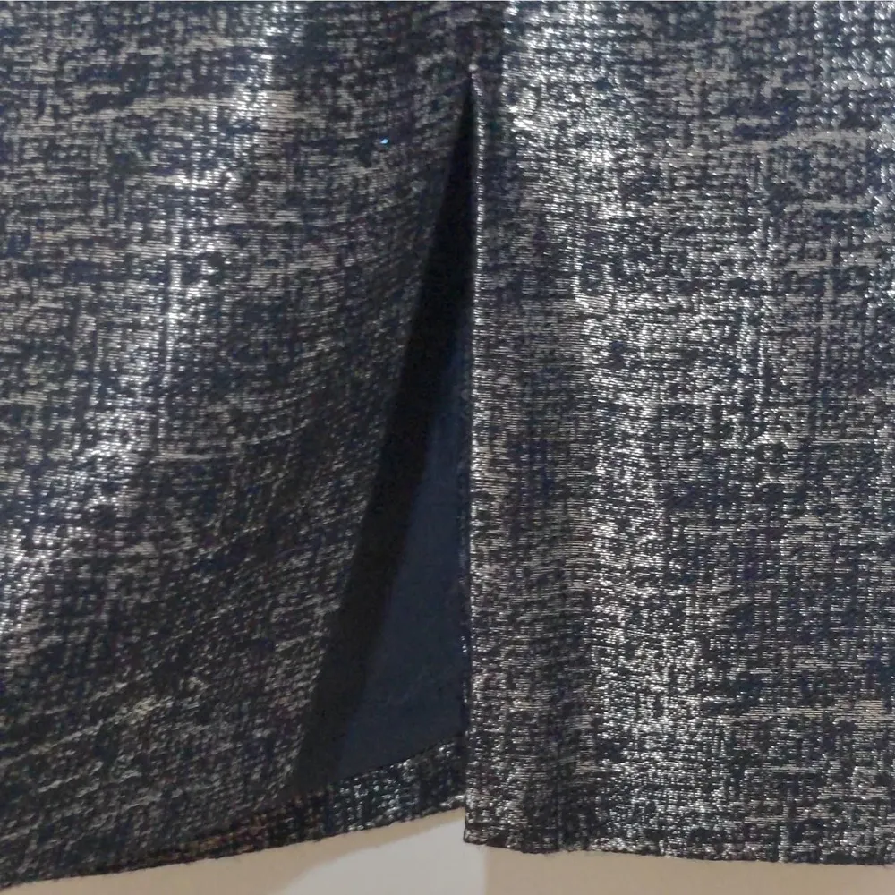 Adrianna Papell Sheath Dress Black Metallic Notch Neck Sleeveless Cocktail 4 - Image 6