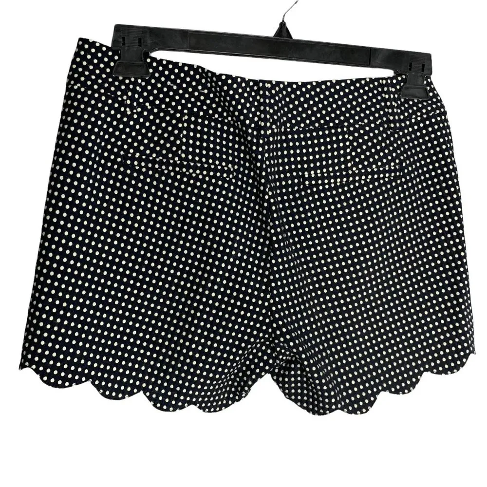 Ann Taylor Polka Dot Shorts 6P Black Pockets Scalloped Hem Belt Loops Zipper - Image 3