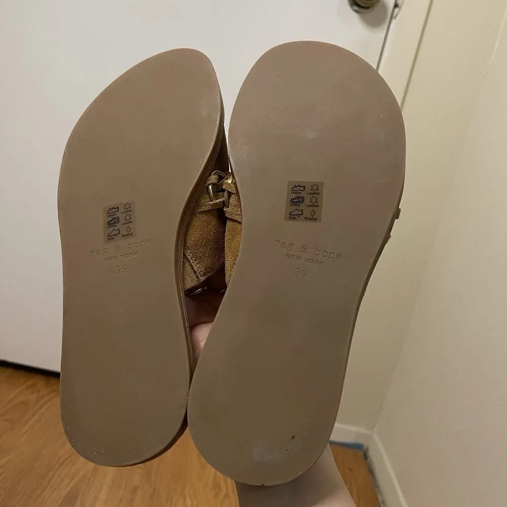 NWOB Rag & Bone Beau Suede cognac brown chain slip on sandals size 39 $328 - Image 5