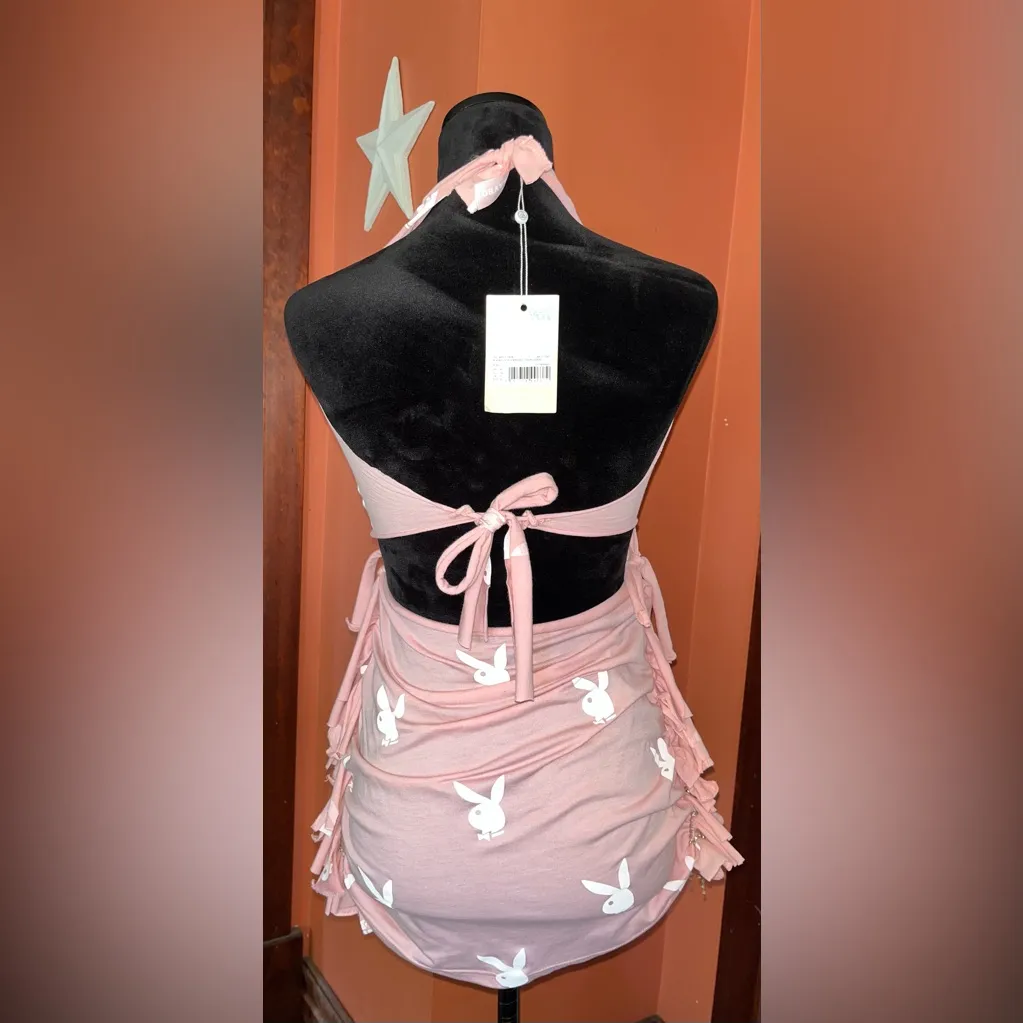 NWT-Reworked Misguided X Playboy tie back mini dress - Image 5