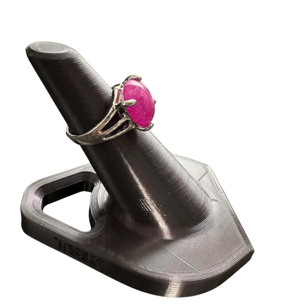 Strawberry Quartz Pink Ring Silver Plated Size 6 Costume Fashion Jewelry - Image 3