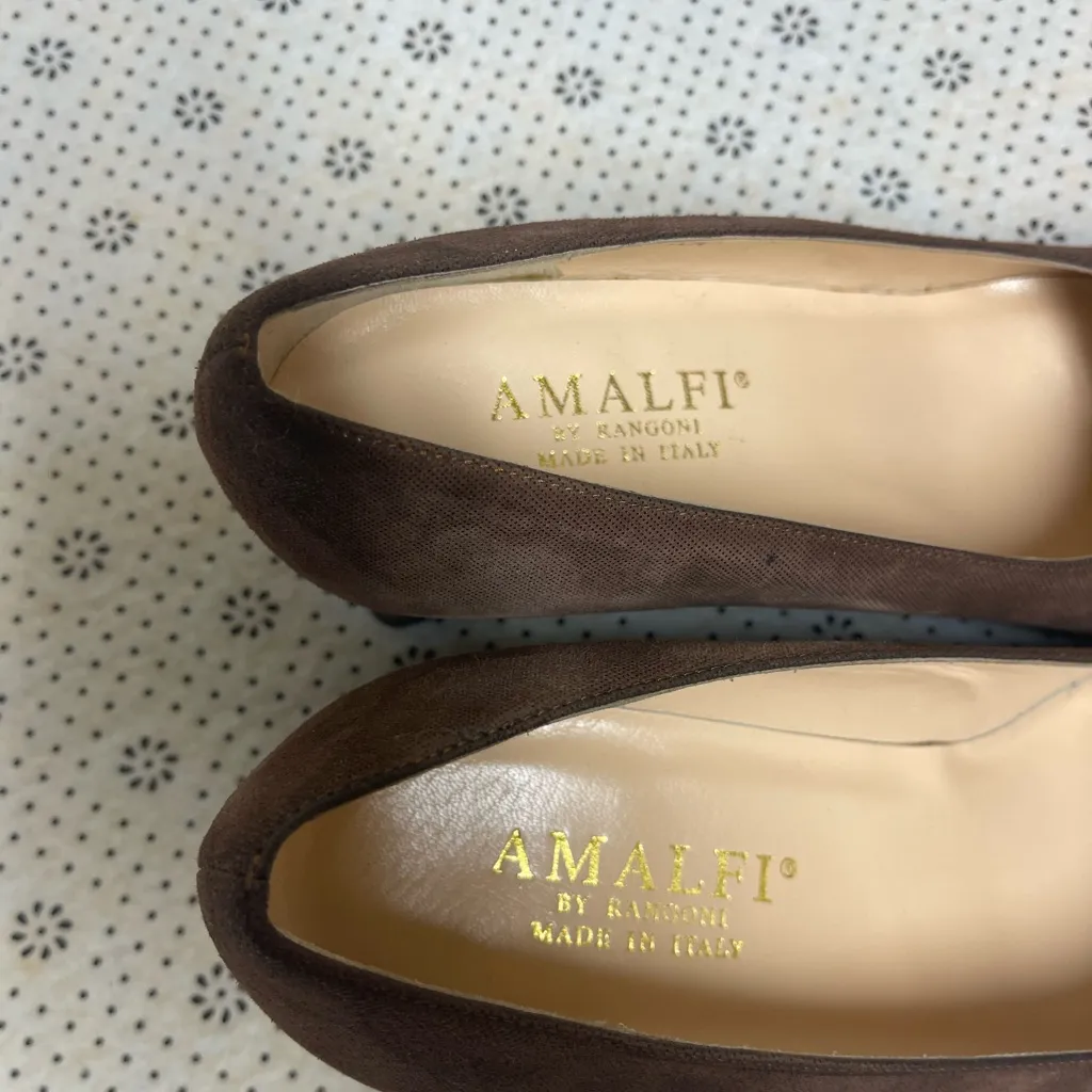AMALFI RANGONI Luke Pump Heels Shoes Brown Chamy Patent Bow Size 8.5 - Image 4