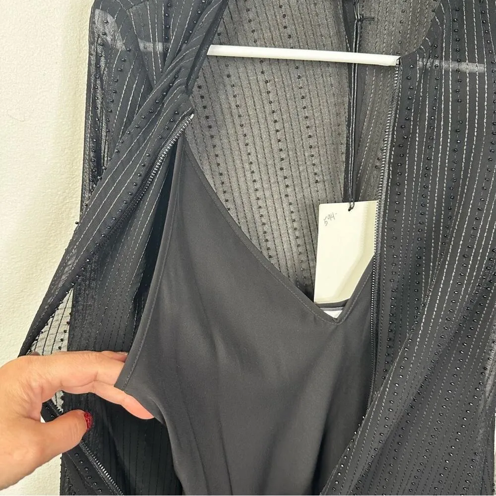 NEW Alexis Rochelle Robe Black Beaded Semi-Sheer Midi Dress Women's Size Small - Image 11