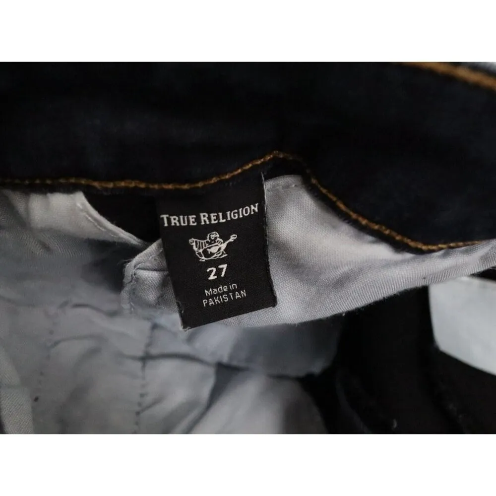True Religion Fey High Rise Flare Jeans Women 27x33 Blue Dark Wash Retro Stretch - Image 4