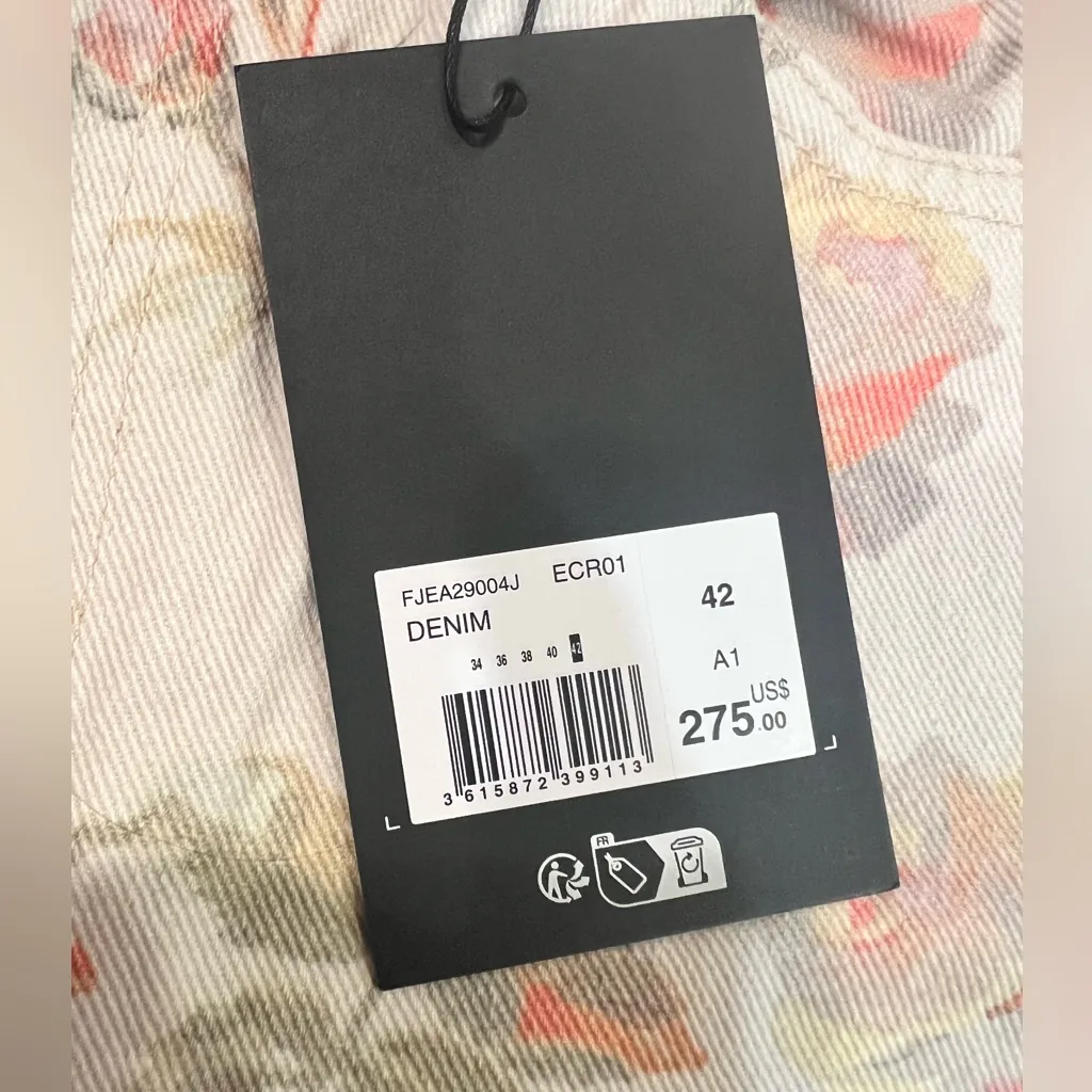 THE KOOPLES PRINTED BOYFRIEND JEANS Color is Ecru Size 42 FR/ 10 US NWT - Image 14