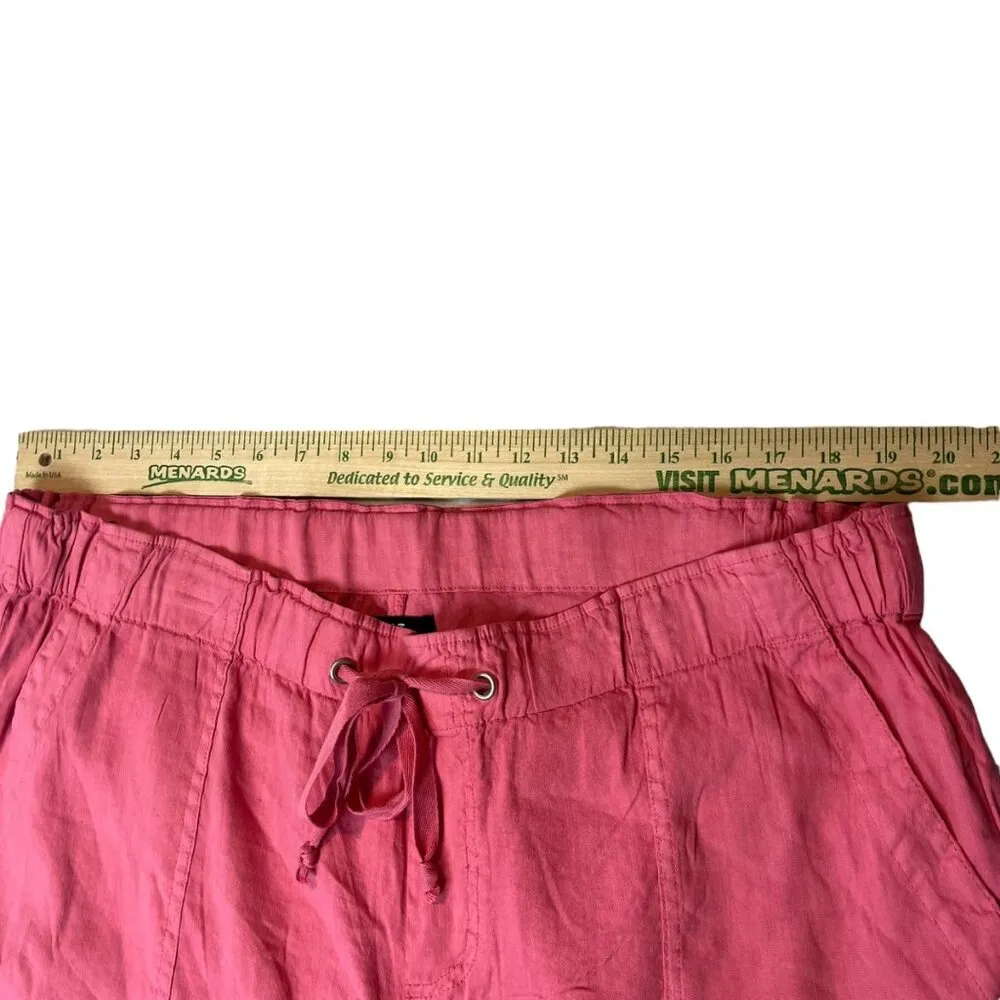Kut From The Kloth Women's 1X Pants Straight Leg Linen Blend‎ Pink Drawstring - Image 8