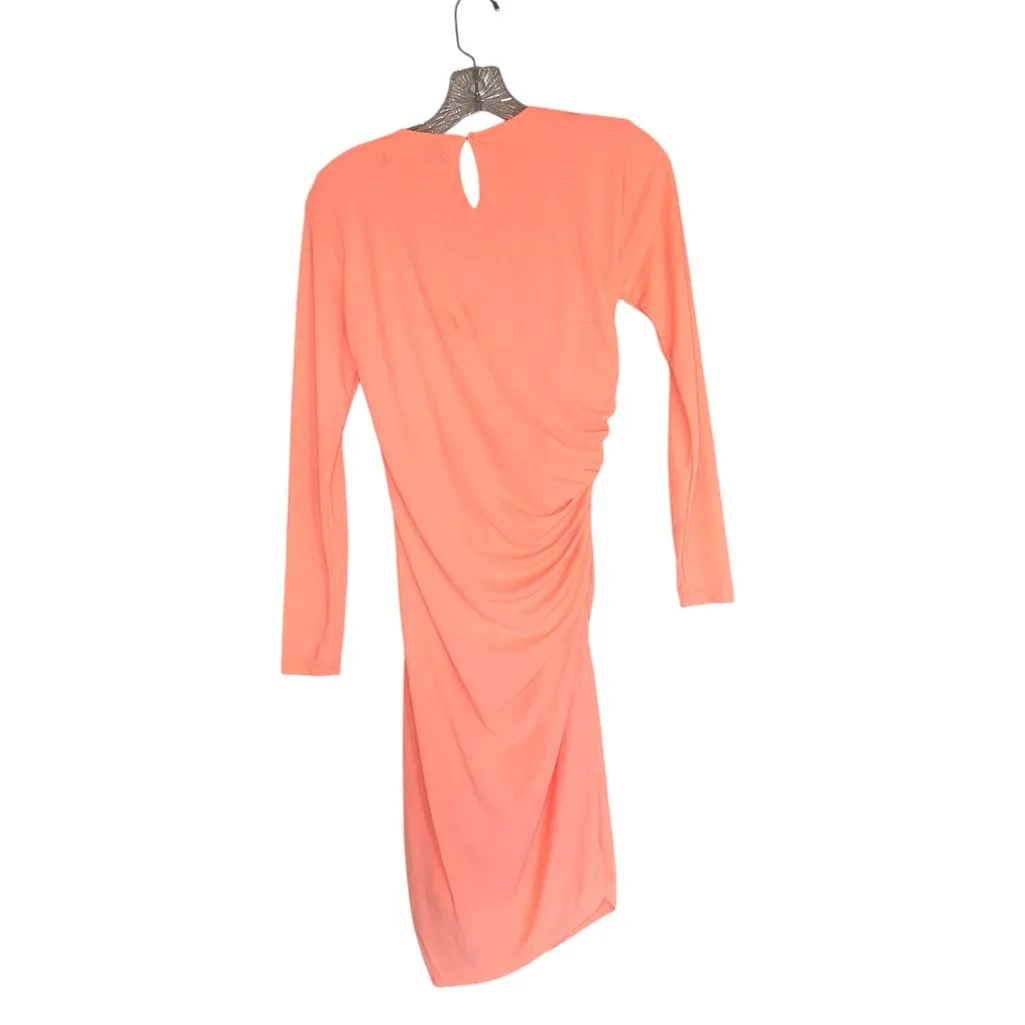 NWT ZARA Draped Neon Orange short Dress round neck long sleeves 3067/323 - Image 10