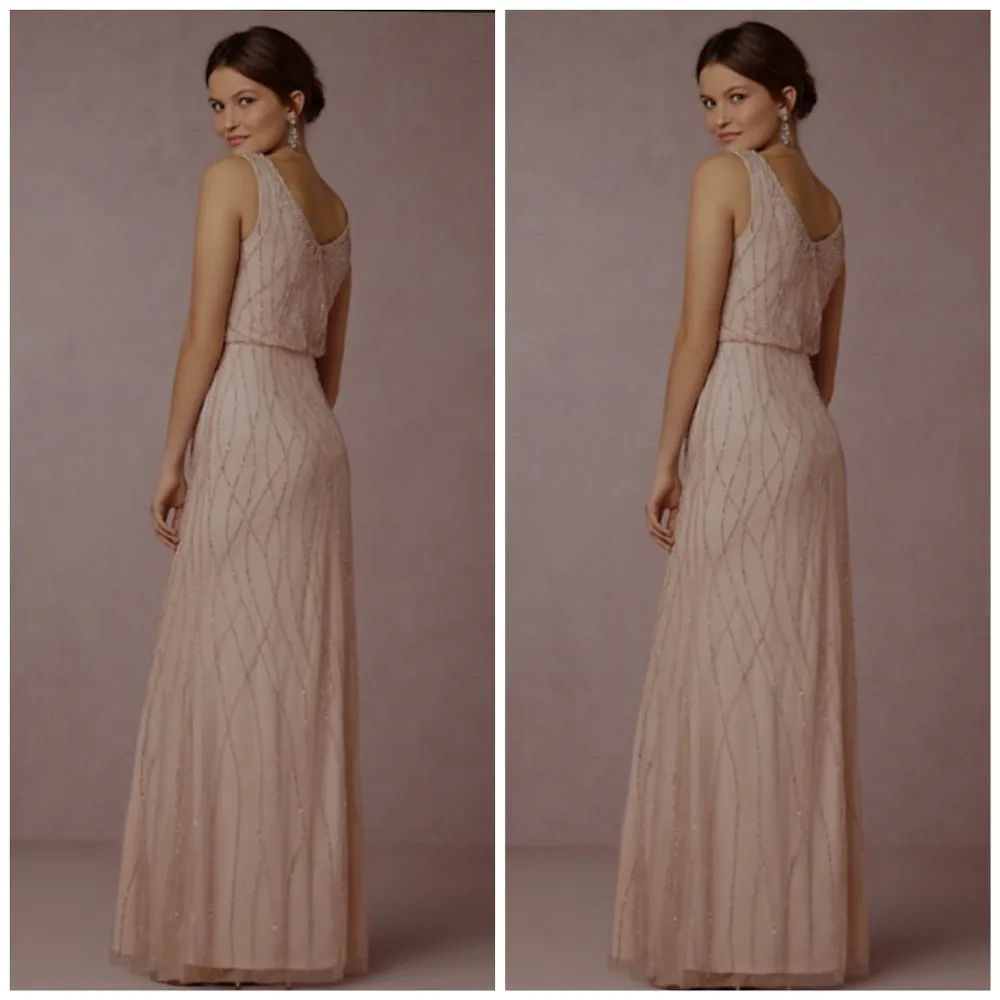 BHLDN Adrianna Papell BROOKLYN Pale Pink Champagne Prom Formal Bridesmaid - Image 3