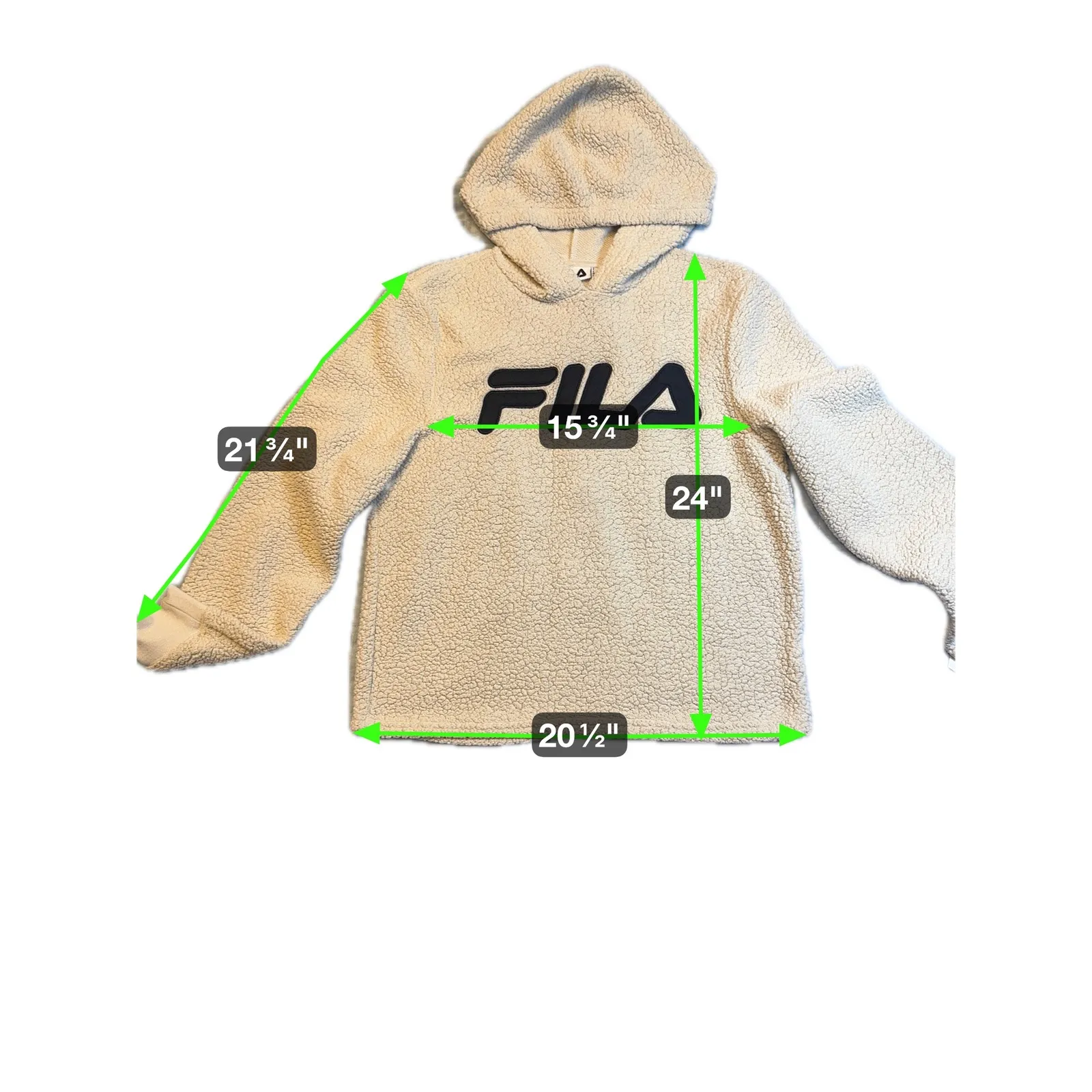 FILA Cream Sherpa Fleece Pullover Hoodie Sweatshirt Women's Medium - Image 2
