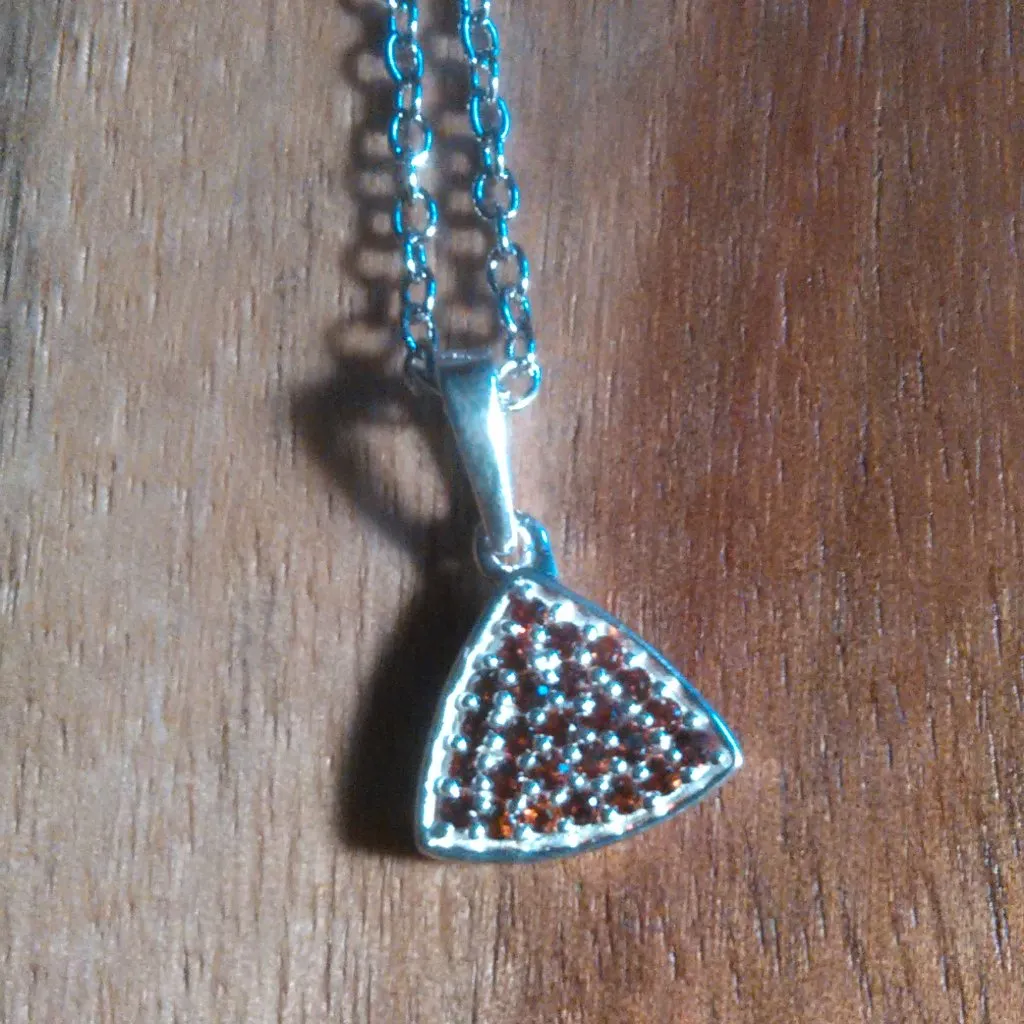 Mozambique Garnet Sterling Silver Pendant Stainless Steel Necklace - Image 5