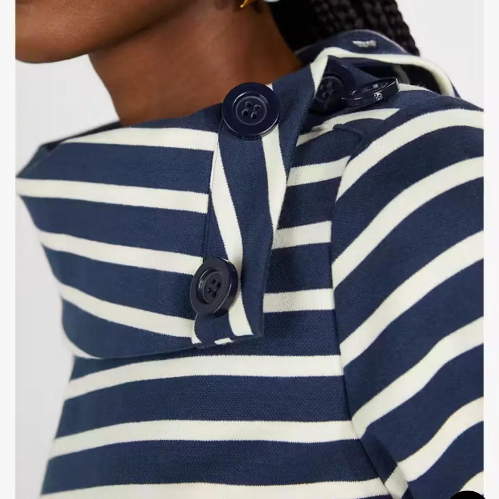 Kate Spade Stripe pointe tunic turtleneck knit top size medium Navy stripes - Image 3