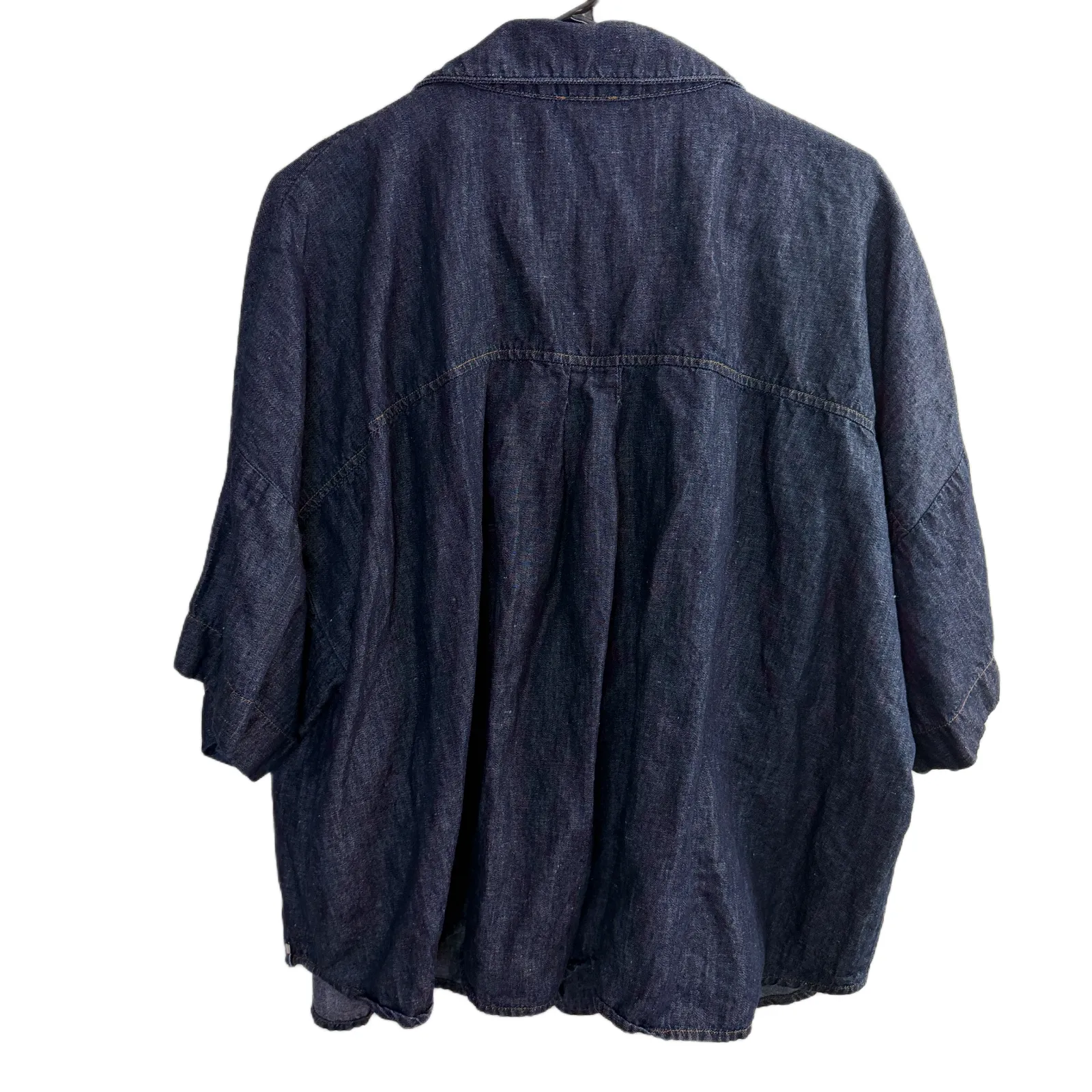 Persona by Marina Rinaldi Denim Shirt Womens Size 22 Indigo Blue Button Linen - Image 9