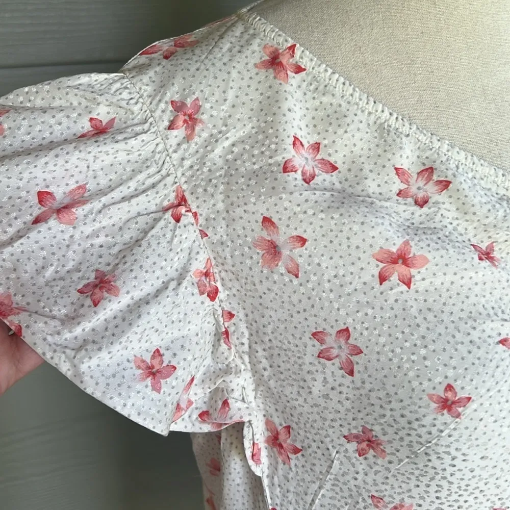 Rebecca Taylor Silk Blend Ruched Short Sleeve Top - Image 3