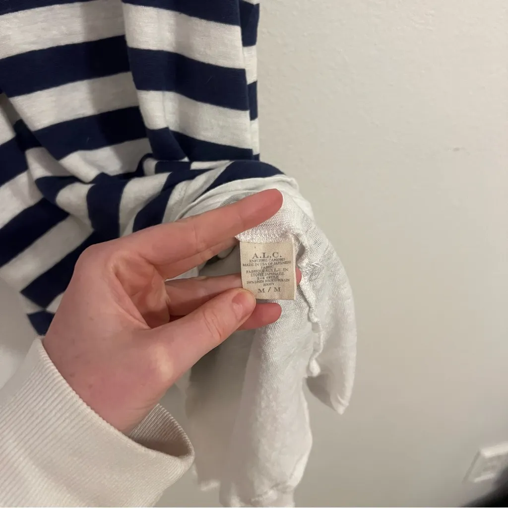 A.L.C. Blue White Striped 100% Linen Nautical Sleeveless Shift Dress - Image 7