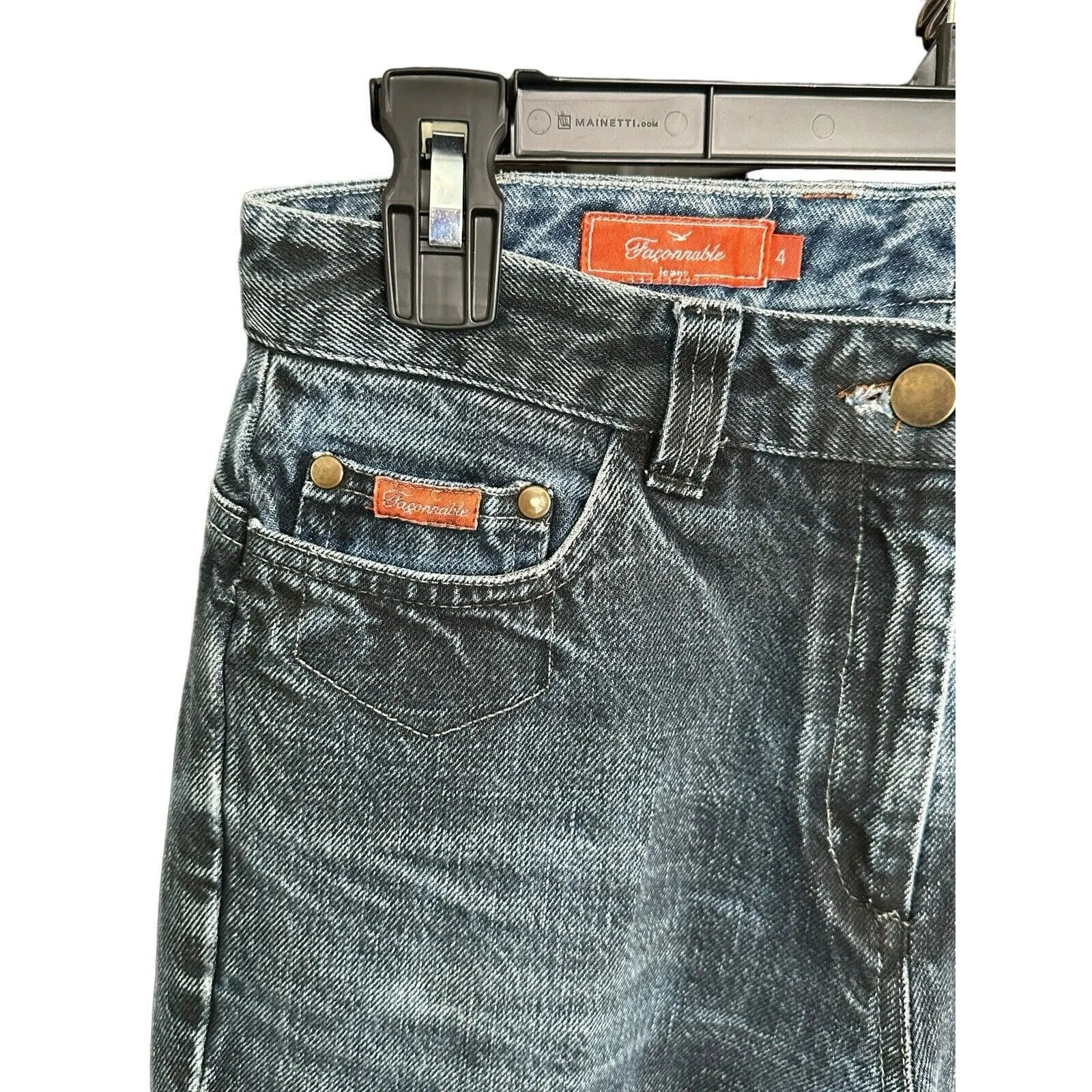 Faconnable Jeans Size 4 Bootcut Straight Blue Black Denim 100% Cotton #O2-5 - Image 3