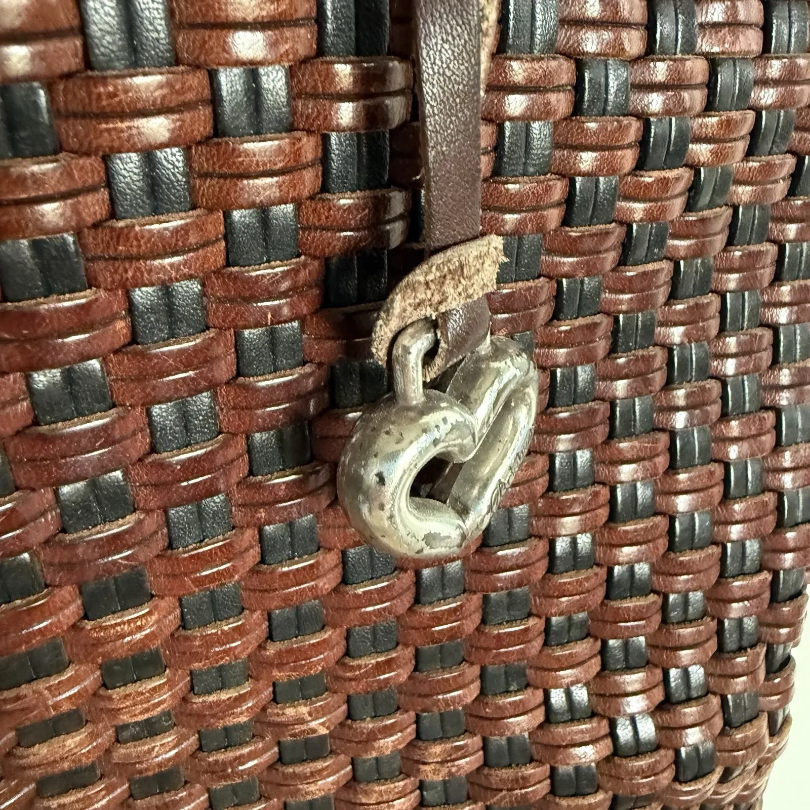 Brighton Brown Leather Basket‎ Weave Design Tote Handbag Purse Vintage - Image 10