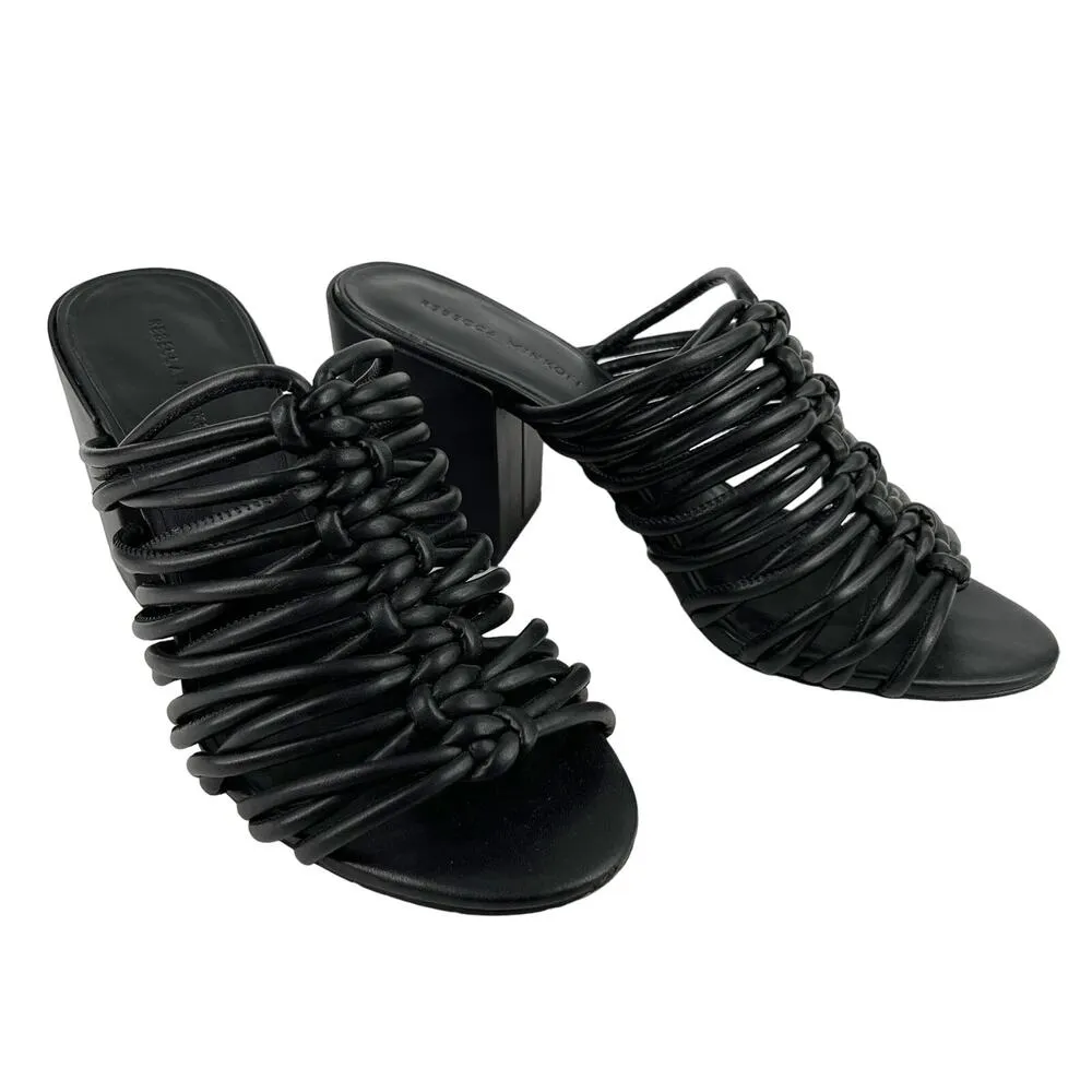 Rebecca Minkoff Calanthe Black Sandal 8.5M Strappy Slip On 3" Heel - Image 10