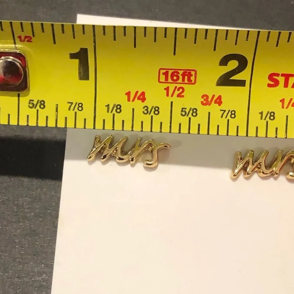 KATE SPADE 14k Gold Filled MRS Script Stud Earrings - Image 3