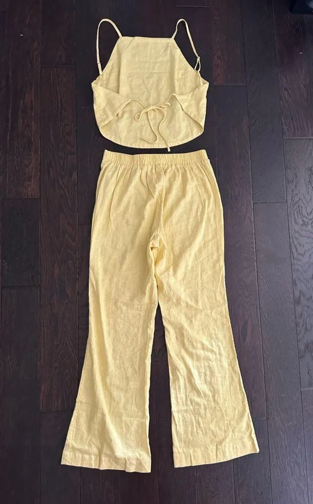Free People Yellow Pants & Top Set - Image 2