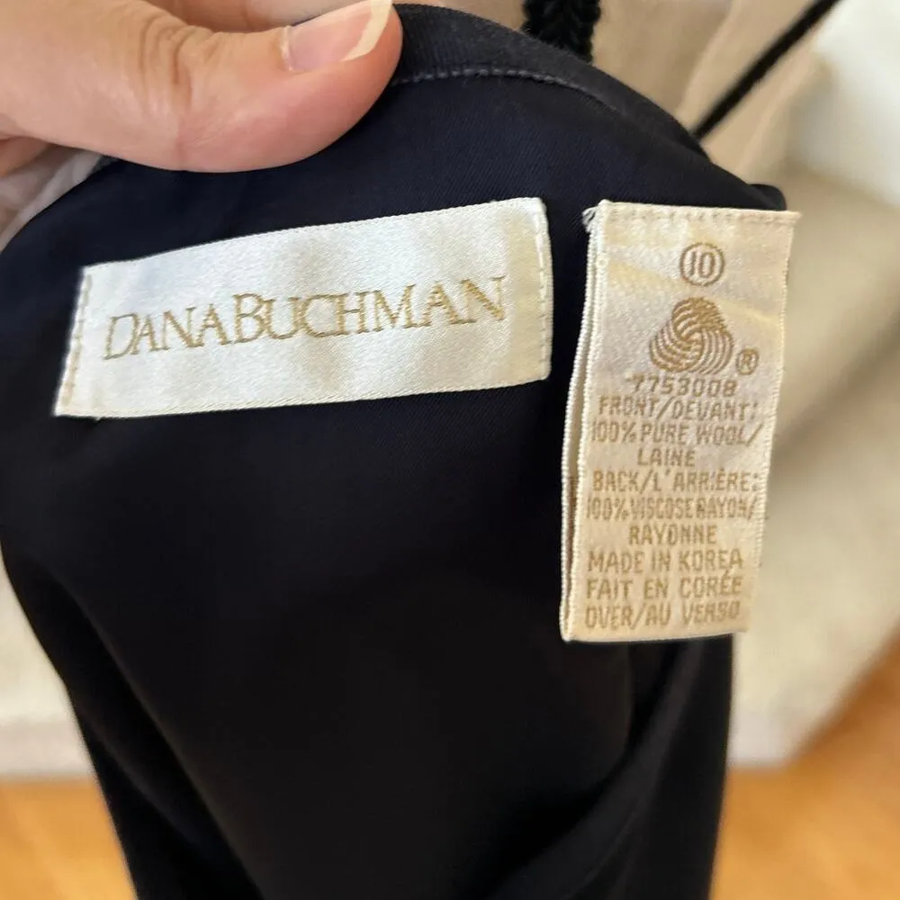 Vintage 90s Dana Buchman Black & Navy Trim 3 Piece Vest Trouser Skirt SET - Image 6