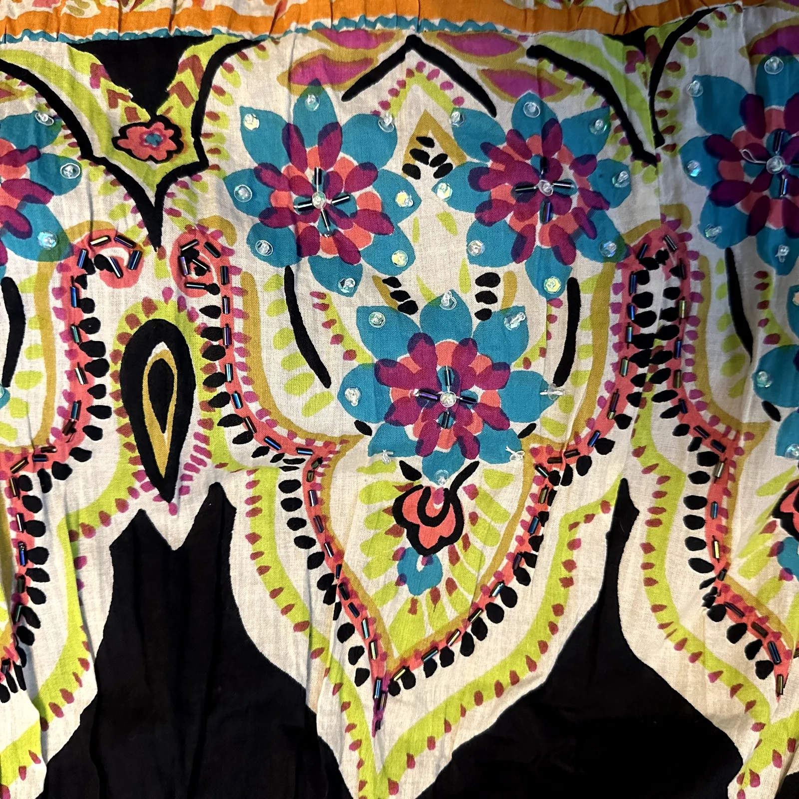 Soft Surroundings Summer Nights Maxi Skirt Boho Multi Pattern Beaded Small 29" - Image 2