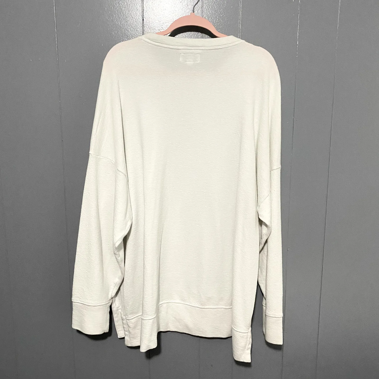 Aerie White Textured Seersucker Oversized Crewneck Loungewear Sweatshirt XXL - Image 6