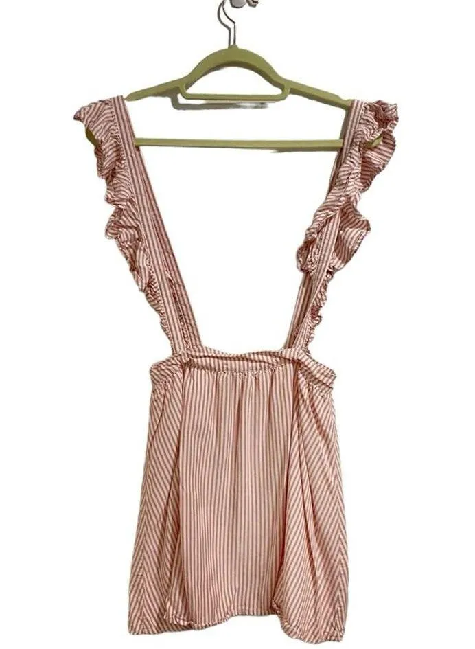 Jack by BB Dakota Pink Striped Ruffle Strap Mini Overall Skirt Sz XS NWOT - Image 9