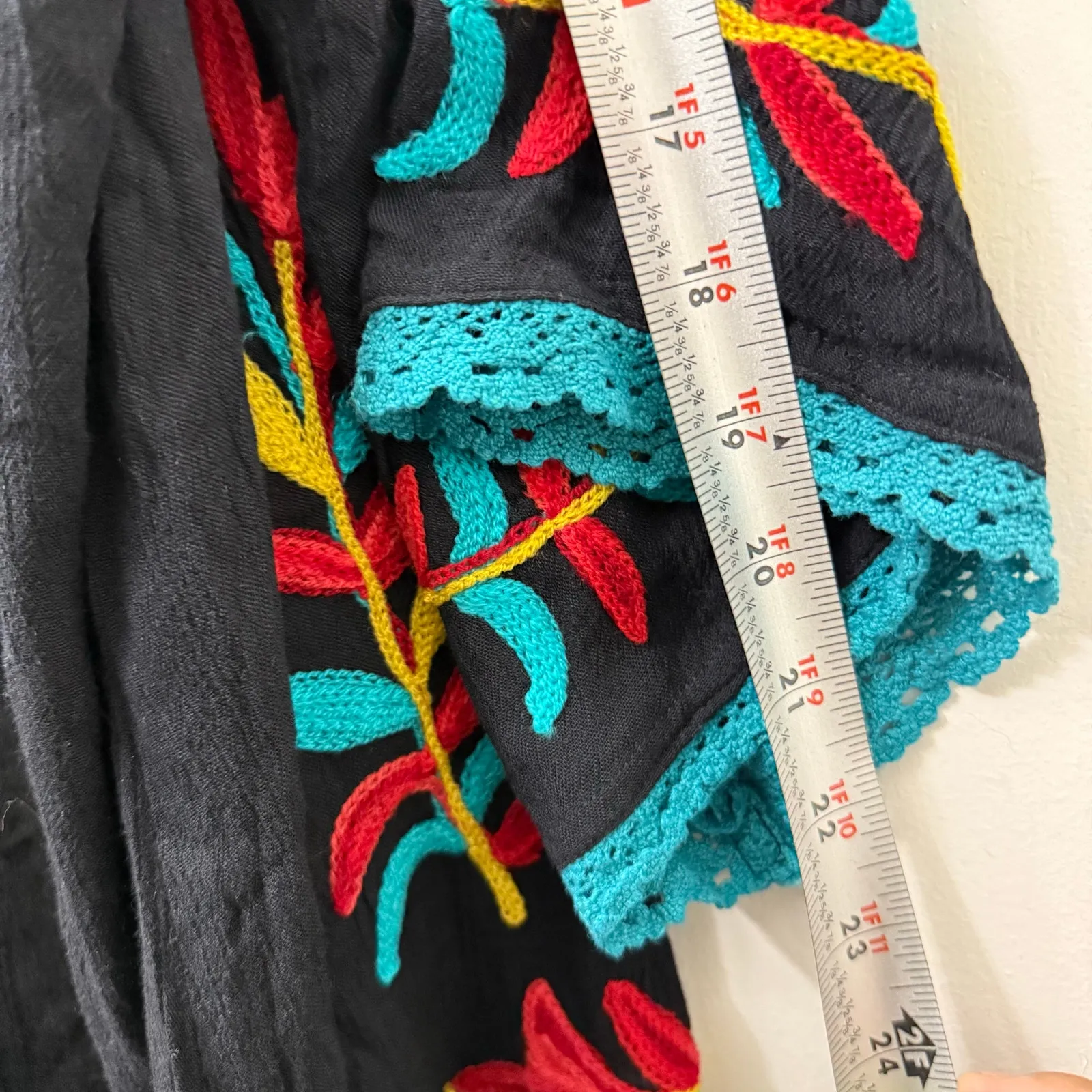 Shoreline 1X Plus Black Sheer‎ Cardigan Coverup Floral Embroidered Beach Boho - Image 9