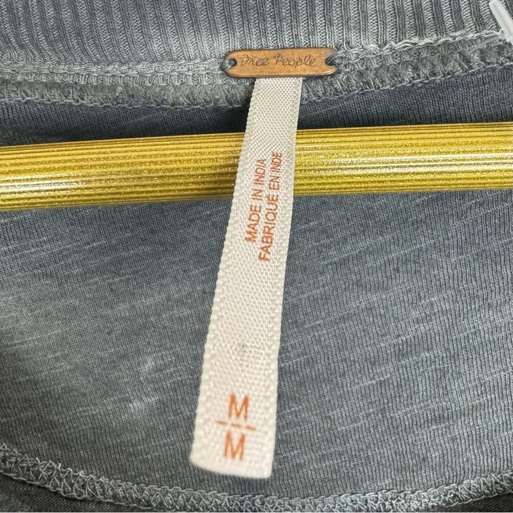 Free People Sequin Henley Top Medium Wash Gray Long Sleeve V-Neck Fairy Grunge - Image 7