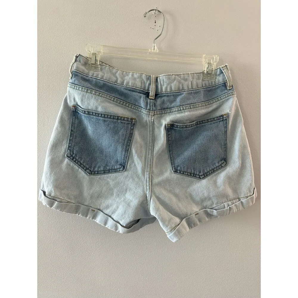 PacSun Shorts Women's 28 Denim Mom Shorts High Rise Patchwork Festival Cuffed - Image 5