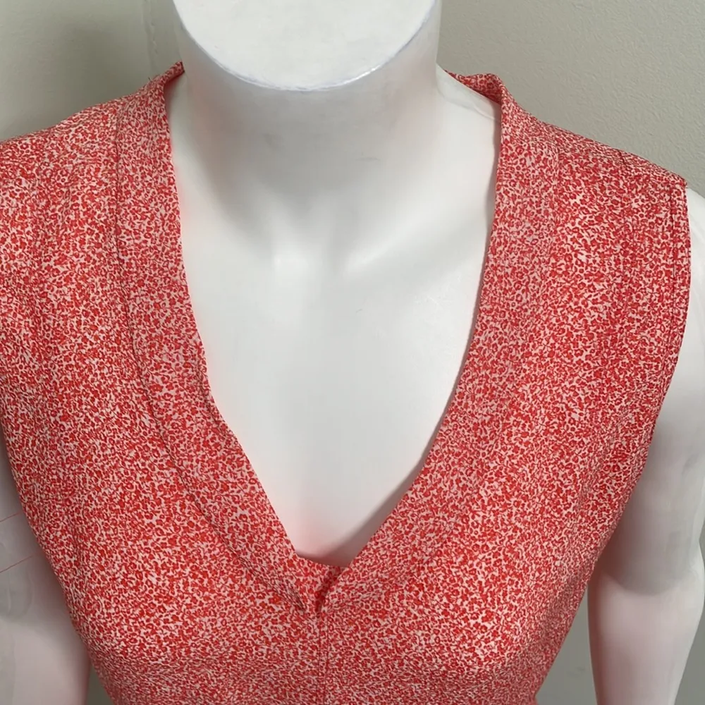 Tory Burch Jasmine V Neck Shell Silk Red Poppy Size 4 - Image 2
