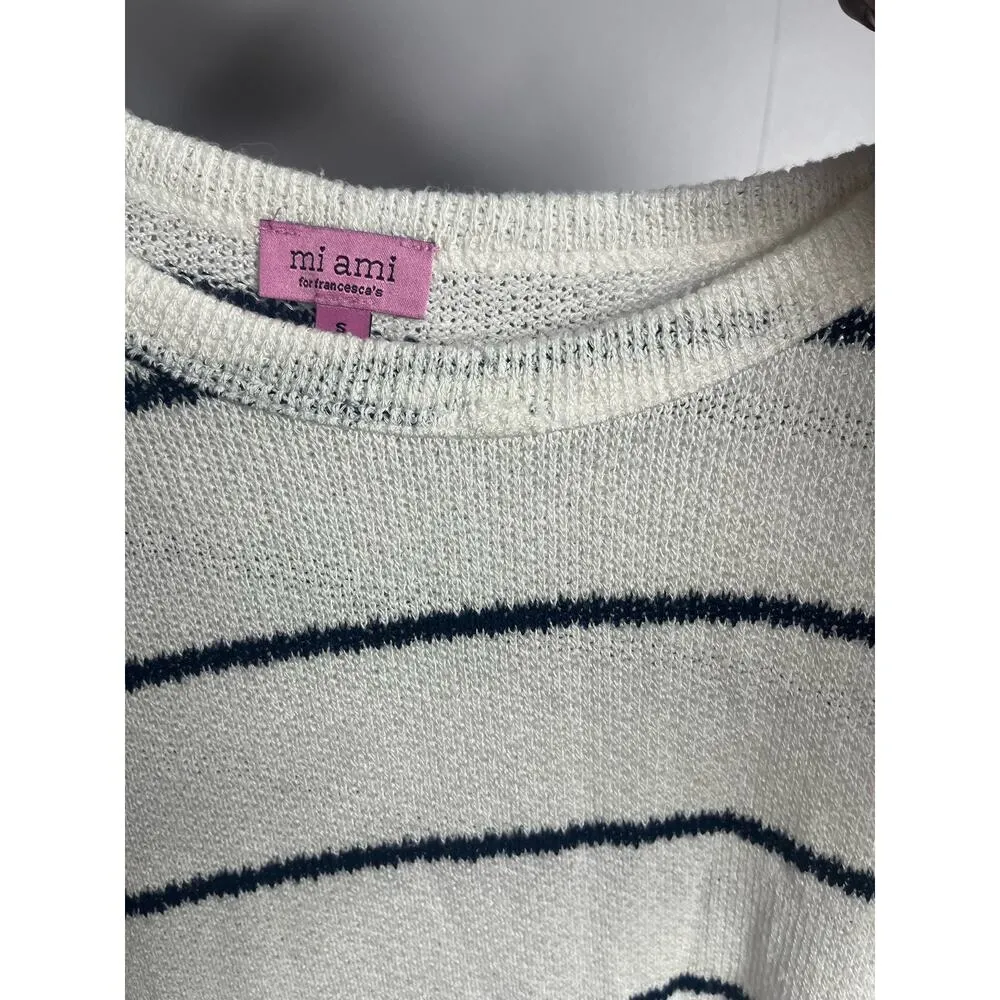 Mi Ami for Francesa Oversized Striped Boat Neck Sweater size Small White - Image 7