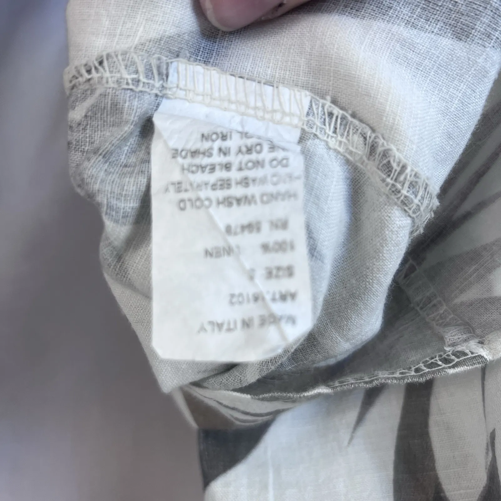 Laura Bianchi 100% Linen Shirt Dress Sleeveless Button Front‎ Palm Leaf Size S - Image 11