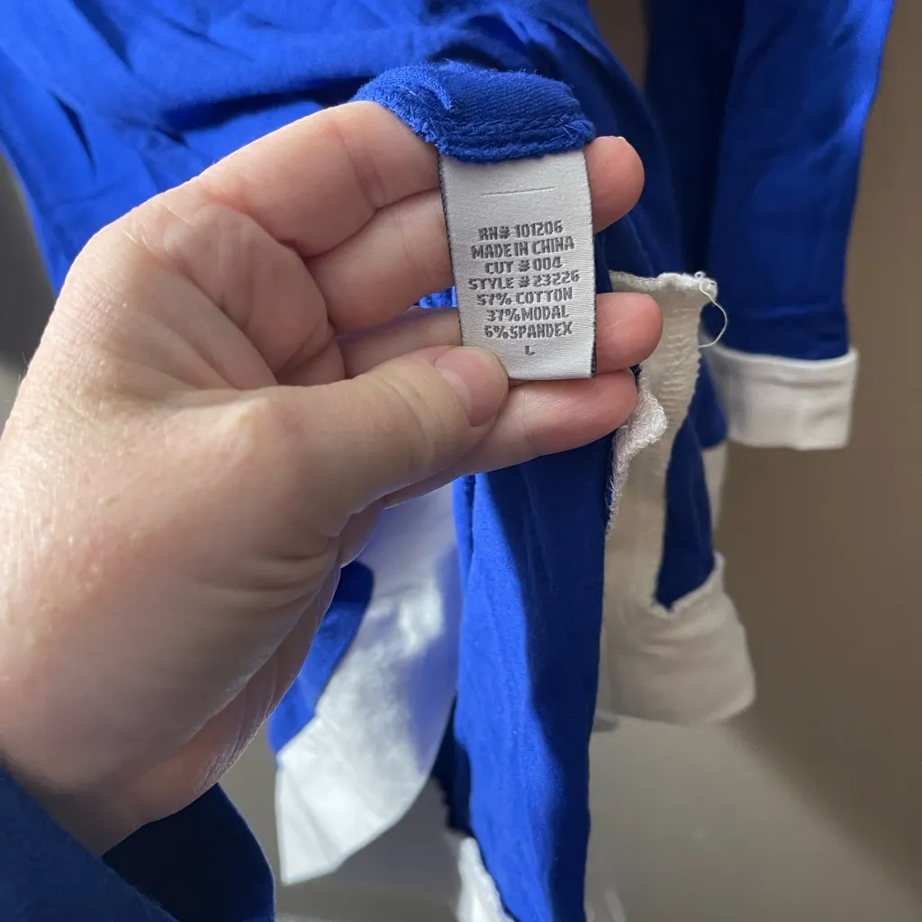 Soft surrounding blue white rounded cut out neck line tunic side split large - Image 5