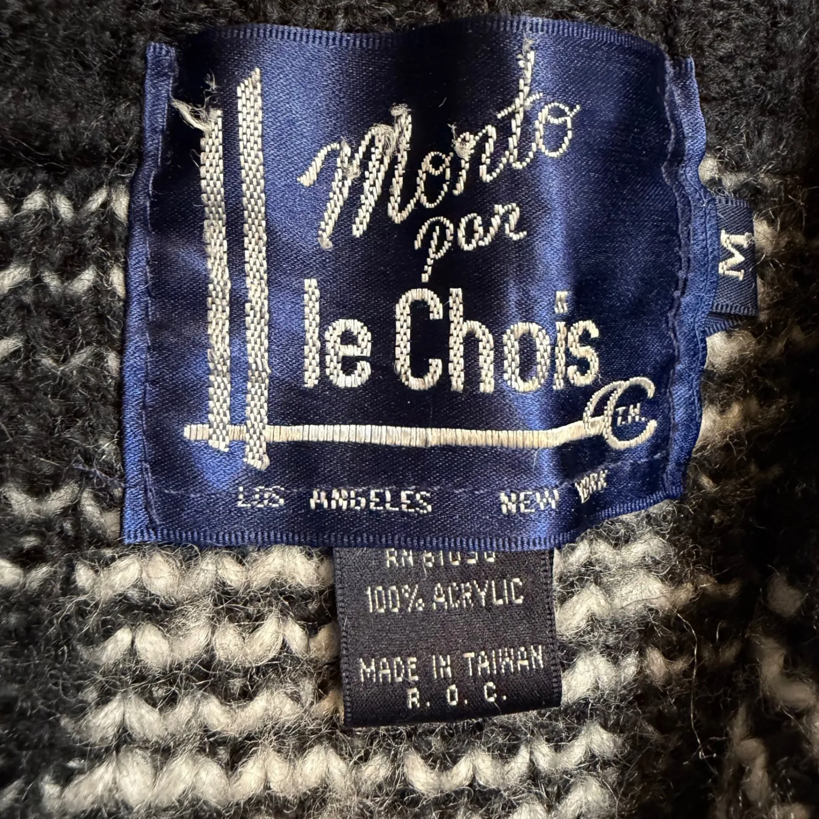 Vtg Monto par le Chois Black Abstract Chunky Knit Cardigan Sweater Buttons M Size M - Image 4
