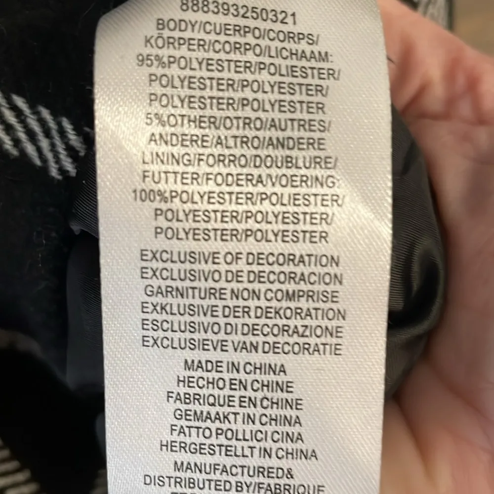 EUC, Larry Levine, black and white plaid swing double breasted coat - Image 6