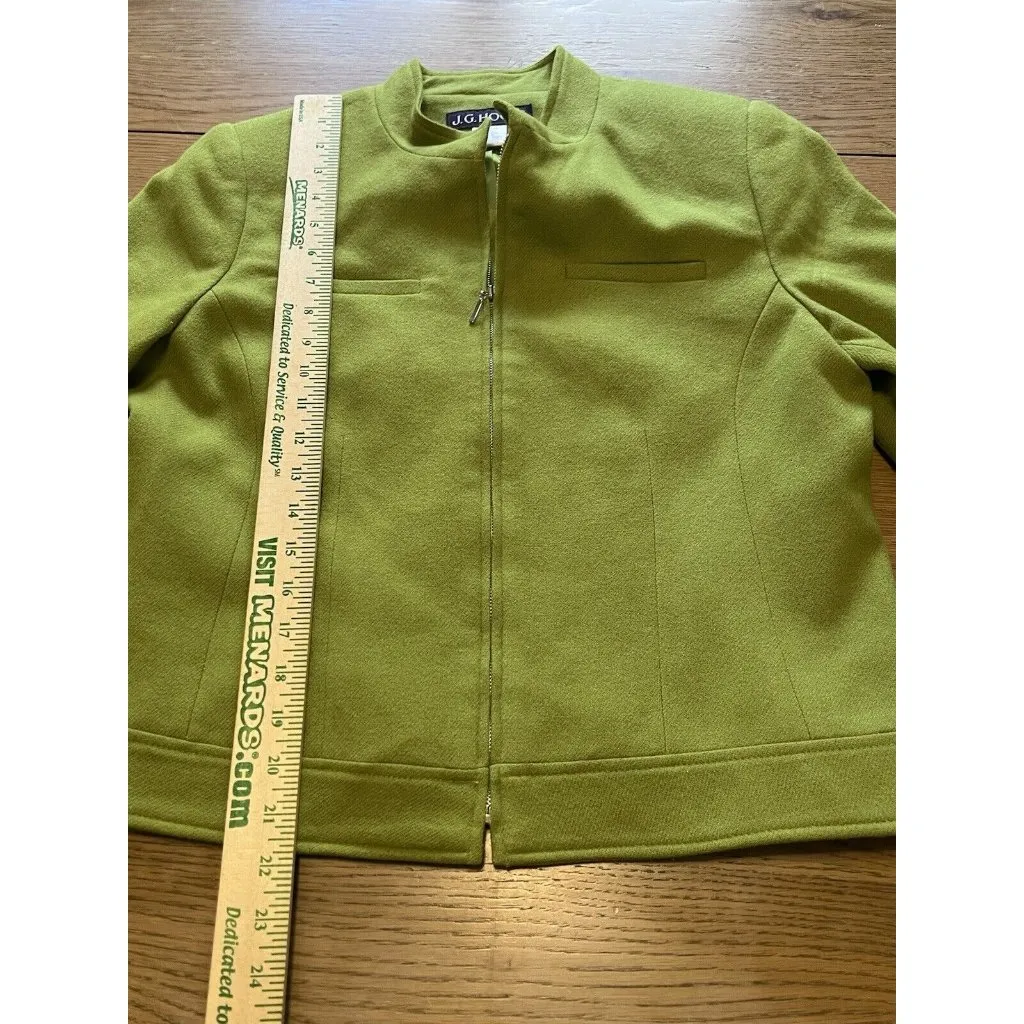 J.G. Hook Women Wool Zip Up Coat‎ Blazer Size 12P Classic Career Professional Green - Image 4